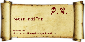 Petik Márk névjegykártya